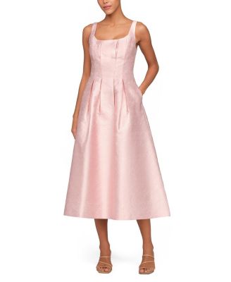 green emerald velvet dress Vintage Hot Pink Satin Midi-length Prom Dress,Hot Pink Formal Gown Y40 –  Simplepromdress main image 0