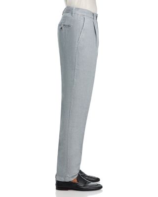 Garment Dyed Linen Relaxed Fit Pleated Trousers