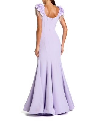  Scoop Neck Mermaid Gown With Embellished Sleeves