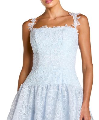  Sleeveless Embroidered Lace Tiered Midi Dress