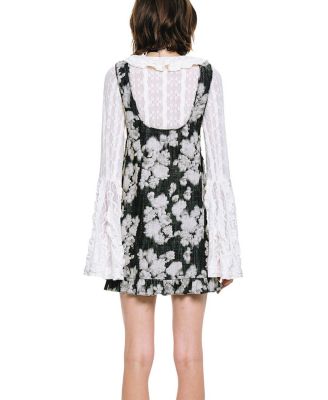  Rose Illusion Denim Ruffle Jumper