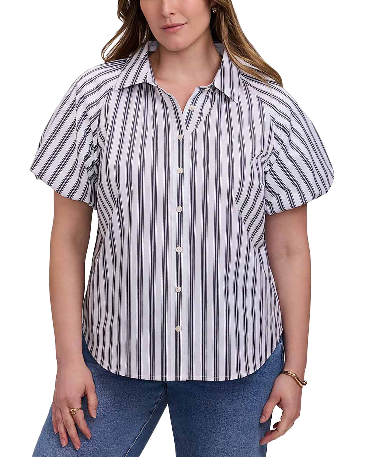 Foxcroft Plus Paula Puff Sleeve Shirt