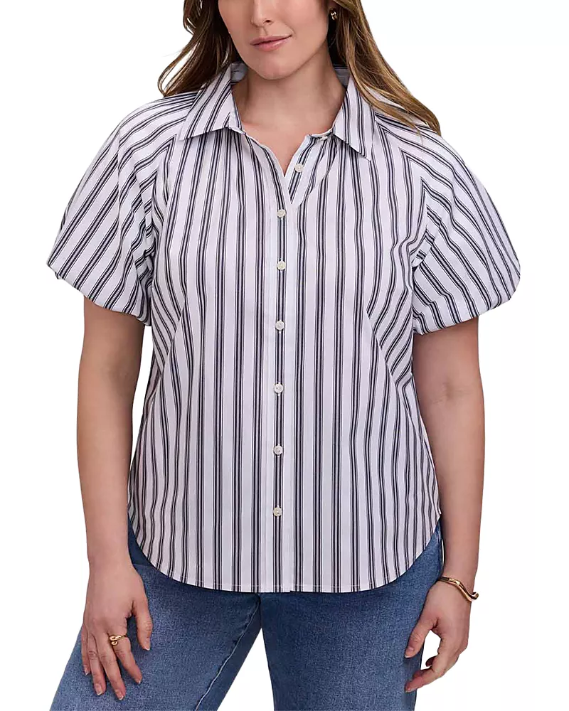 Foxcroft Plus Paula Puff Sleeve Shirt