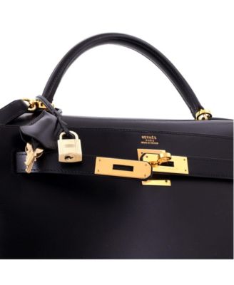 Kelly 32 Handbag Black Box Calf with Gold Hardware