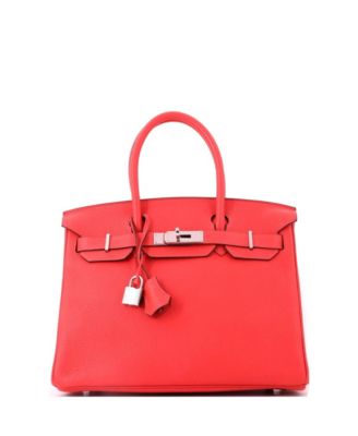 Birkin 30 Handbag Red Togo with Palladium Hardware