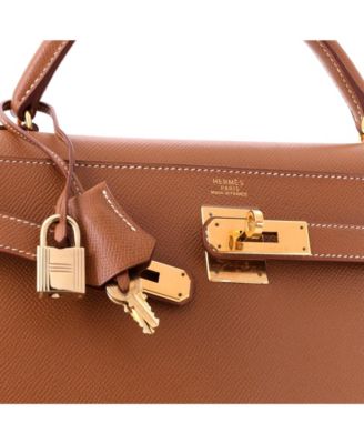 Kelly 32 Handbag Brown Courchevel with Gold Hardware