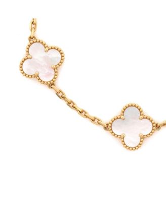  Vintage Alhambra 5 Motifs Bracelet 18K Gold and Mother of Pearl