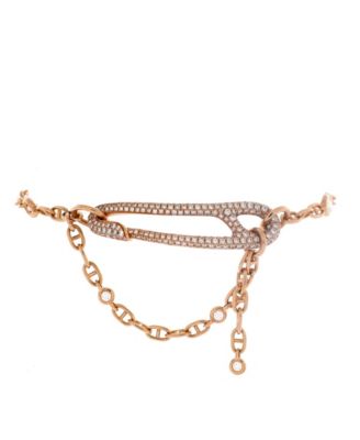 Medium Chaine d'Ancre Punk Bracelet 18K Rose Gold with Pave Diamonds