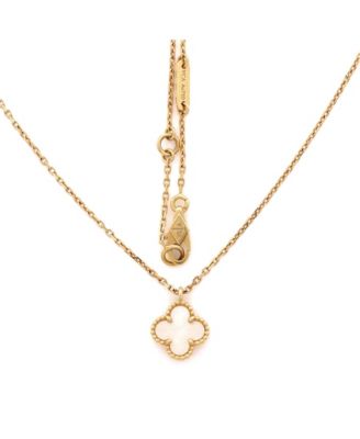  Sweet Alhambra Pendant Necklace 18K Gold and Mother of Pearl, 16.75"