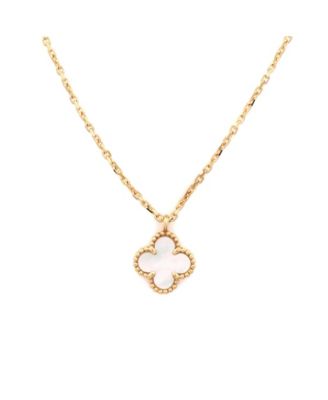  Sweet Alhambra Pendant Necklace 18K Gold and Mother of Pearl, 15.75"
