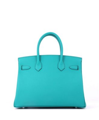 Birkin 30 Handbag Blue Epsom with Palladium Hardware