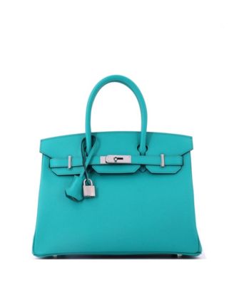 Birkin 30 Handbag Blue Epsom with Palladium Hardware