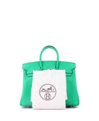 Birkin 25 Handbag Green Swift with Palladium Hardware