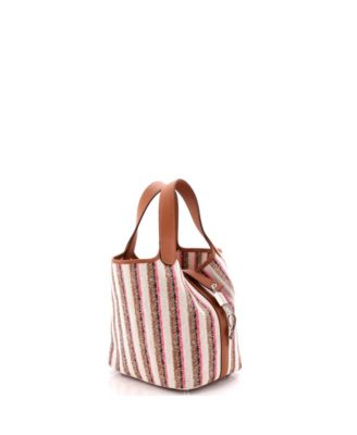 PM Couverture Lignes Picotin Lock Bag Embroidered Canvas and Swift