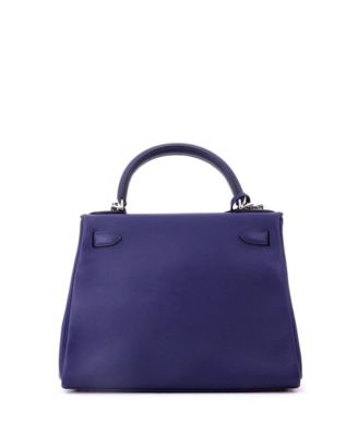 Kelly 28 Handbag Verso Evercolor with Palladium Hardware