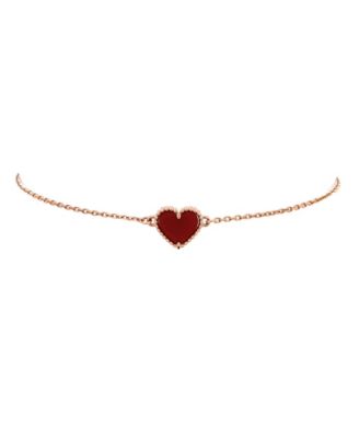  Sweet Alhambra Heart Bracelet 18K Rose Gold with Carnelian