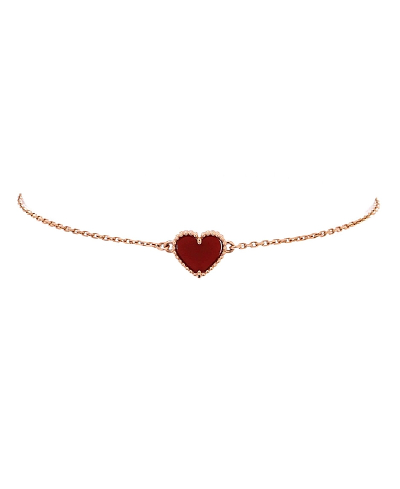 Pre-Owned Van Cleef & Arpels Sweet Alhambra Heart Bracelet 18K Rose Gold with Carnelian