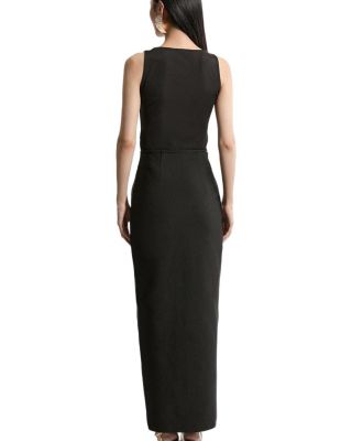 chinese dress ladies Long Pencil Skirt in Black Silk Faille main image 1