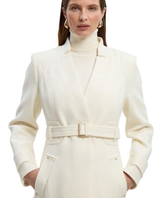 Wool Notch Neck Belted Maxi Coat