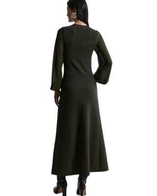 Military Trim Chiffon Sleeve Knit Dress