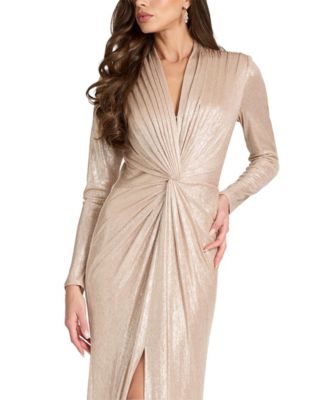 Ferrum Metallic Twist Drape Gown