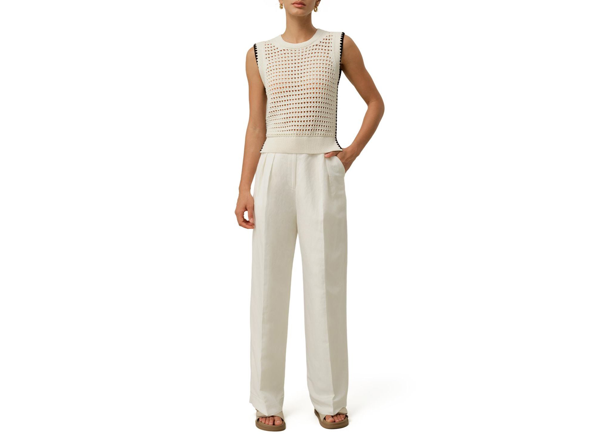 Toscana Pointelle Embroidered Vest — Image 7