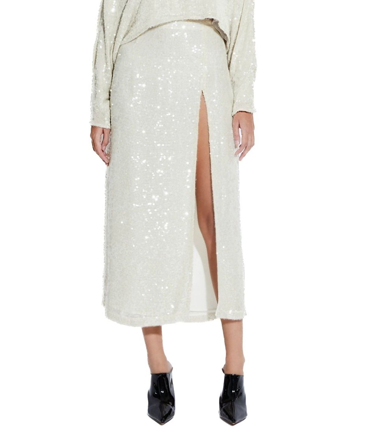 Lapointe Sequin Viscose Slit Skirt