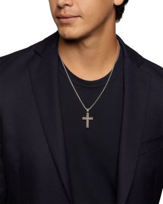 Men's 18K Yellow Gold & Sterling Silver Amulets Chevron Cross Pendant