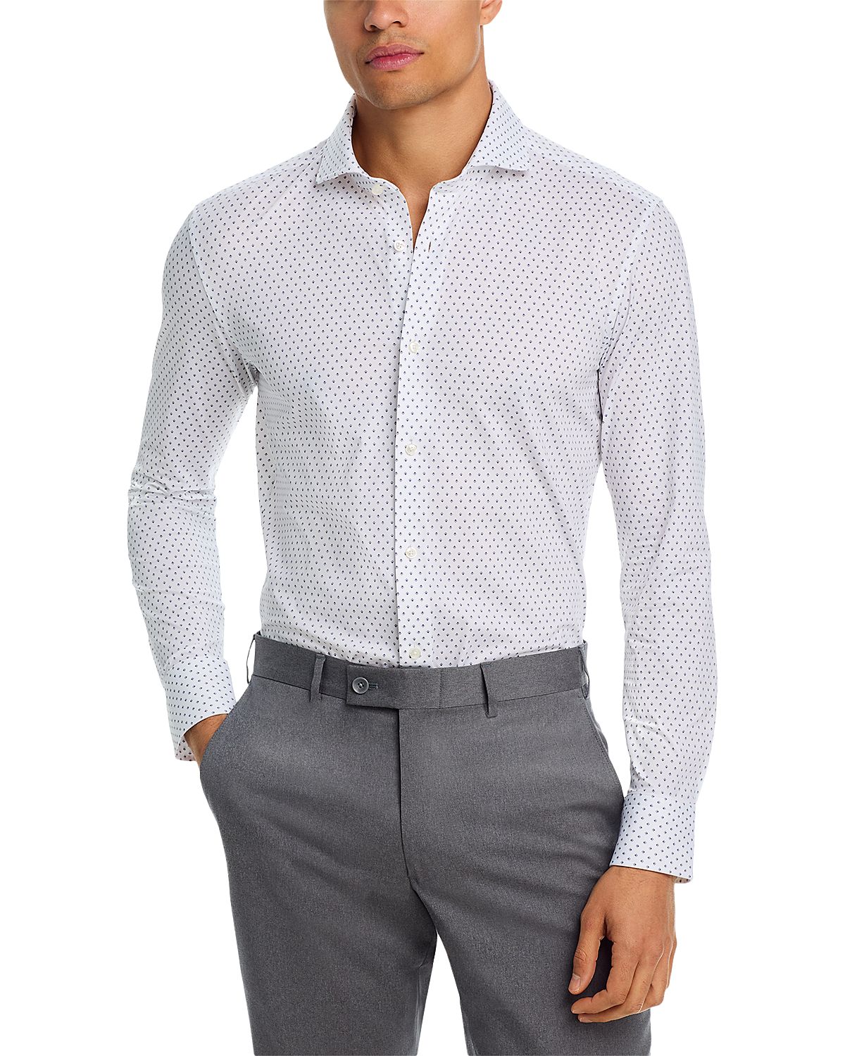 Boss Hank Performance Spread Collar Slim Fit Button Down Shirt