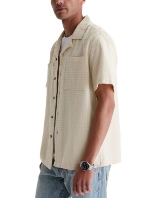 Relaxed Fit Camp Collar Textured Pocket Shirt