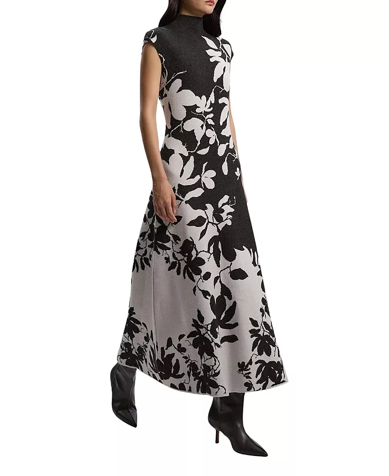 Karen Millen Jacquard Floral Knitted Maxi Dress
