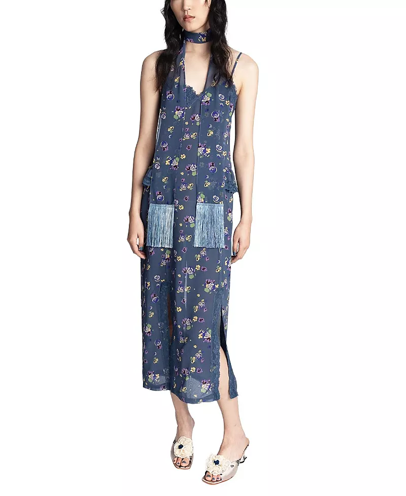 Anna Sui Night Blooming Chiffon Slip Dress