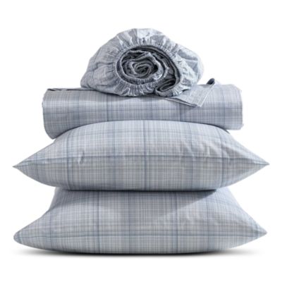 Multi Grid Washed Cotton Percale Sheet Set