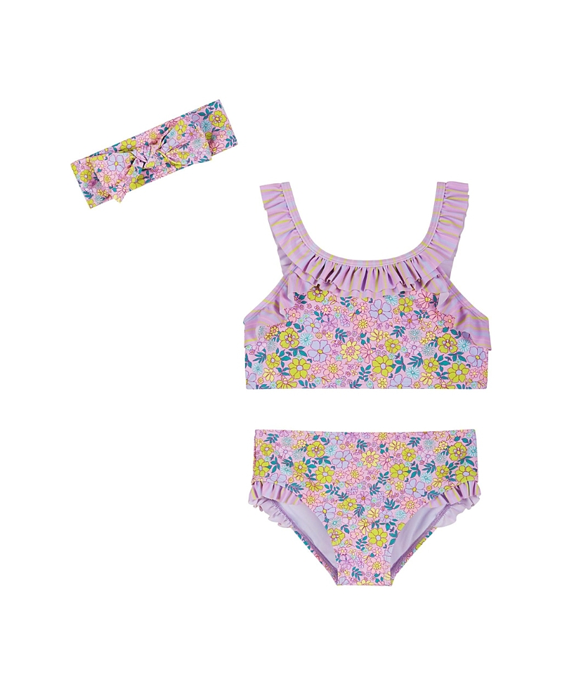 Andy & Evan Girls' Ruffle Bikini with Headband - Little Kid