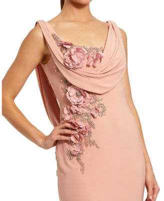  Sleeveless Jersey Cowl Neck Gown With Beading