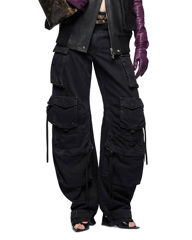 The Attico Fern Cargo Jeans in Black