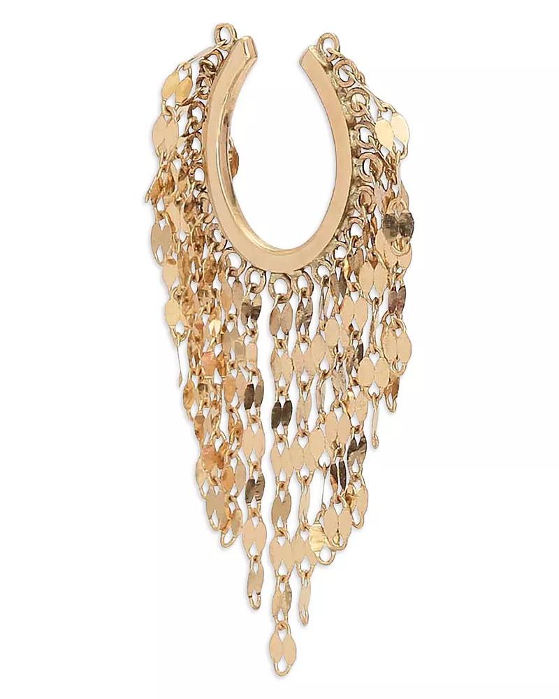 Lana 14K Yellow Gold Cascading Chain Single Ear Cuff