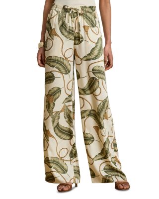Rope Print Twill Wide Leg Pant
