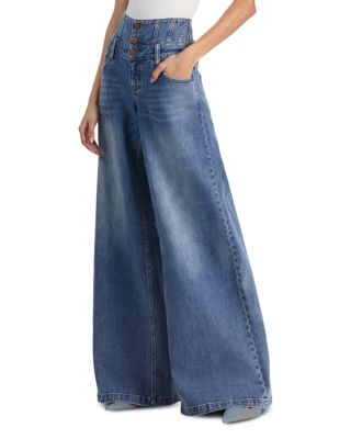 Whit Mid Rise Corset Button Jeans in Brooklyn Blue