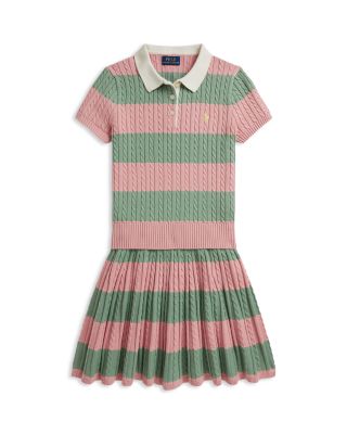 Girls' Striped Cable Cotton Sweater & Skirt Set - Little Kid, Big Kid
