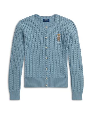 Girls' Polo Bear Mini Cable Cotton Cardigan - Big Kid