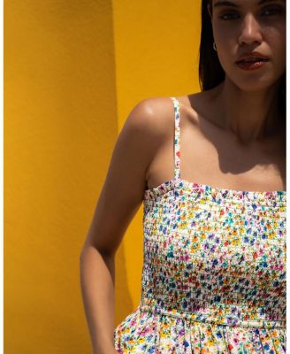  Kristen Cotton Seersucker Tiered Midi Dress