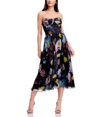 dress the population strapless dress Dress The Population Women's Tanya Sequin Fringed Strapless Gown - Champagne