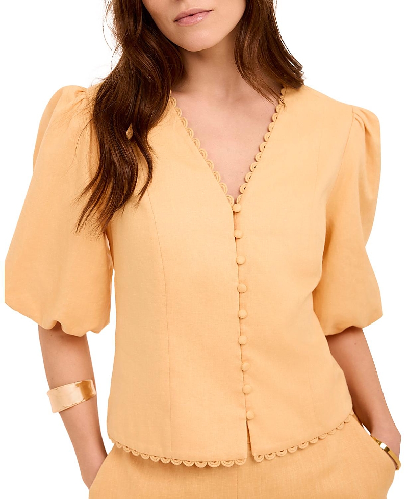 Mint Velvet Women's Linen Puff Sleeve Top