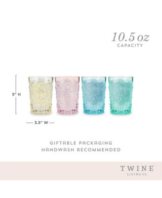  Shatterproof Acrylic Embossed Tumblers in Assorted Colors, Set of 4