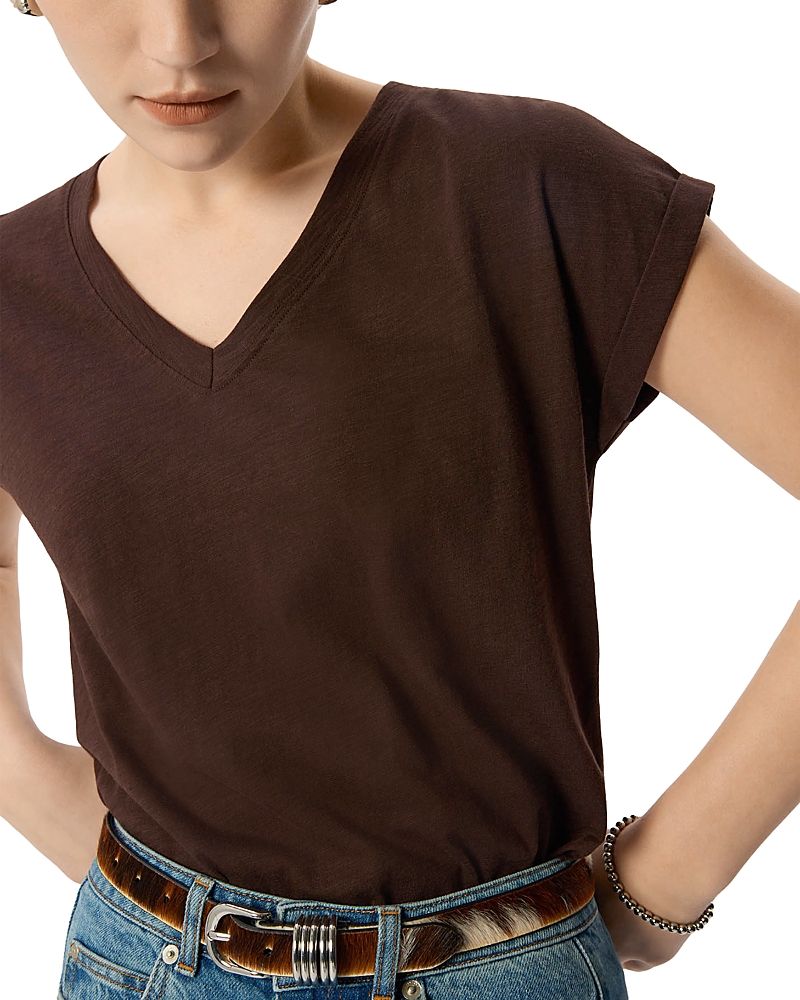 Whistles Willa V Neck Cap Sleeve Tee