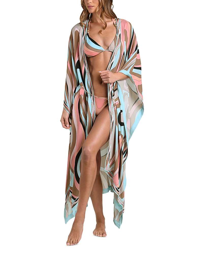 L'Agence Abstract Swirl Kara Kimono Swim Cover-Up
