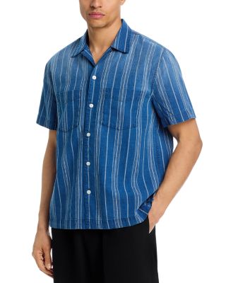 Short Sleeve Novelty Denim Stripe Shirt