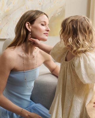 18K Yellow Gold Venetian Princess Multi Gemstone Flower Station Necklace, 16-18"