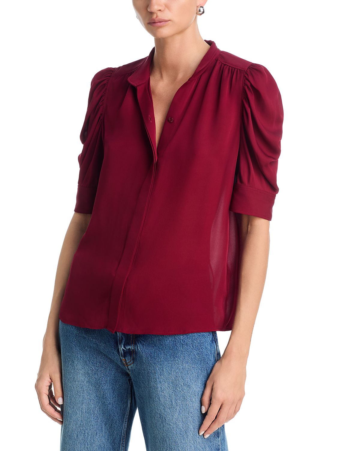 Frame The Gillian Silk Puffed Sleeve Blouse
